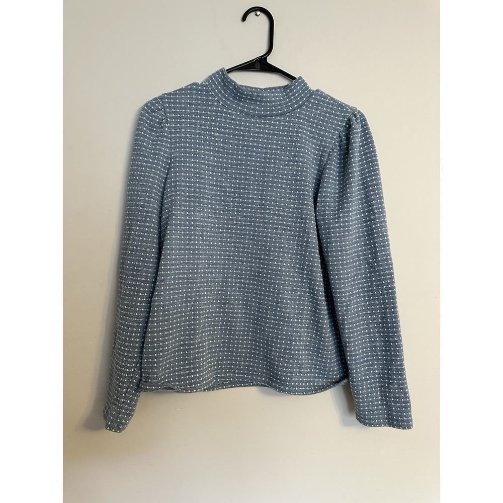 Madewell Womens Blue Textured Dot Mock Neck Pullover Sweater Large
